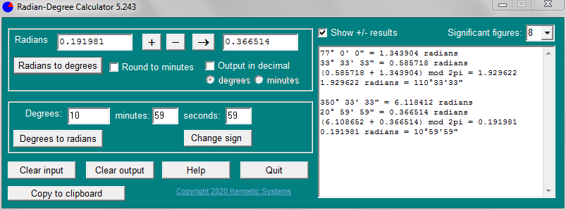 Radian-Degree Calculator screenshot